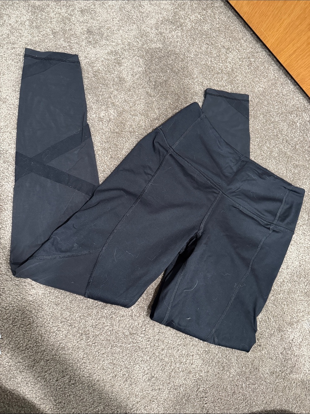 Victoria's Secret Black Leggings with Mesh pattern on legs